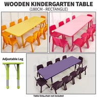 WOODEN KINDERGARTEN TABLE 180CM adjustable height rectangular kids study table