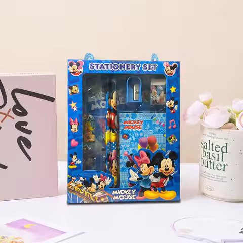 *2026 ！ hot 6 unids/set Frozen Mickey Stitch papelería Set regalos escolares con lápiz sacapuntas bo