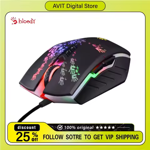 A4Tech Bloody A60 Wired Mouse 6200DPI 8 Programmable Keys PMW3327 RGB Low Latency Customized Optical