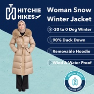 Hitchie A125-88209 Korean Woman Long Fur Collar Puffer Winter Down Jacket Coat Parka Baju Sejuk Teba