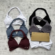 DFYNE Influencer Halter Neck Fitness Bra Cross Back V-Neck Support Sports Underwear