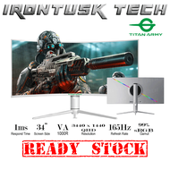 Titan Army A34QGN 34" Ultrawide R1000 Curved WQHD 2K 165Hz 1ms VA Gaming Monitor - Ready Stock
