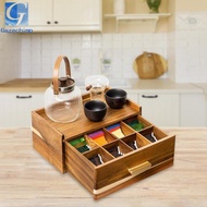 Gazechimp Wooden Tea Bag Organizer Elegant Tea Station Chest for Display Pantry Office