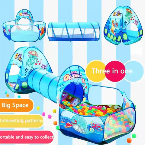 Children's Tent Foldable Baby 3In1 Playground Playpen for Children Indoor Balls for Dry Pool with Po
