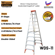 Winner Ladder 11-Step Aluminium Double-Sided TanglePruf™ Ladder 150KG Duty Rating Heavy Duty Tangga 