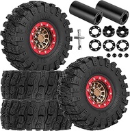 RcarmubWow RC 1.9 Beadlock Aluminum Deep-Dish Wheels and Tires w/Adjustable Offset for 1/10 RC Crawl