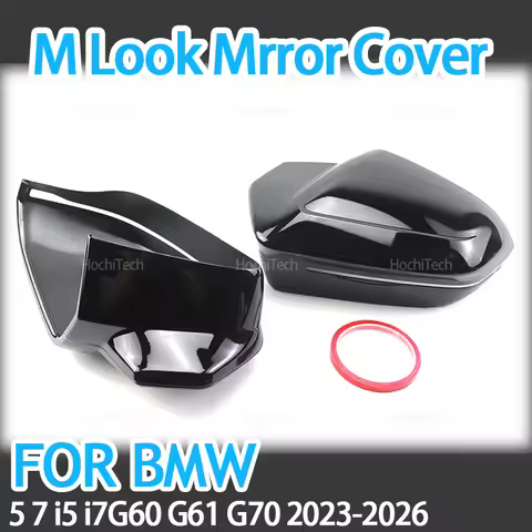 For BMW 5 7 Series I5 I7 G60 G61 G70 Car Paste Side Mirror Cover Horn Bright Black Auto Exterior Sid