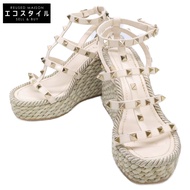 Valentino Garavani LAZF952 鉚釘皮革坡跟涼鞋，35碼 [二手]