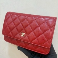 香奈兒 chanel 紅色荔枝皮WOC