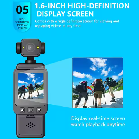DV01 1080p 8K Handheld Sports Camera 180 ° Rotating Mini Portable Anti-shake Camera HD Display WiFi 