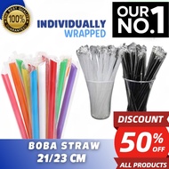 Boba Straw Individual Wrapped 21/23/27cm 【100PCS】 / Milktea Straw /Juice Straw/ Pearl Straw/Zagu