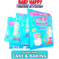 Pampers Baby Happy Pants Ukuran L 1 Renceng Isi 6 Sachet