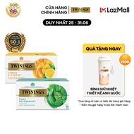 [Combo 2 - Trà Hương Vị] Trà Túi Lọc Chanh Gừng Twinings Lemon and Ginger - Hộp 25 Gói 1.5G và Trà T