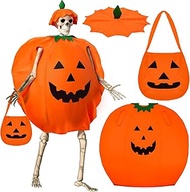 Chicingyou 3 Pcs 12 ft Skeleton Halloween Pumpkin Costume Set Includes Pumpkin Hat Clothes Basket Ha