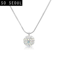 SO SEOUL Arwen Lollipop 3D Oversized Pavé Ball Swarovski® Aurore Boreale Crystal Pendant Chain Neckl