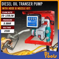 Mytools 220V Electric Diesel Oil Fuel Transfer Pump w/ 4 Digit Meter with Hose &amp; Nozzle Kit