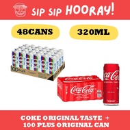 Coke Original Taste -Less Sugar(24 x 320ml)+100Plus Original Can(24 x 325ml)