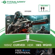TITAN ARMY 34” Ultrawide WQHD 2K 165Hz 1ms Curved R1000 Type-C Gaming Monitor with speaker (A34QGN)