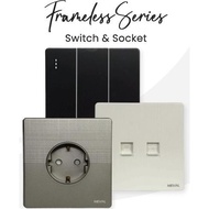 Promo MEVAL SWITCH 3 GANG 1 WAY SWITCH MATTE BLACK ULTRA THIN SS1-B31 COD