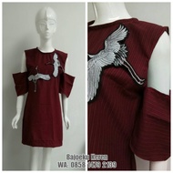 Cut Out Dress With Birds Patch Embroidery - Terima jasa jahit busana