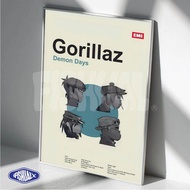Gorillaz Poster Aesthetic Wall Decoration Premium Wooden Figure Frame | 30x45 40x60 50x70 cm | Free 