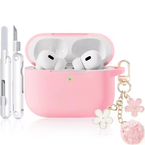 Compatible with Apple for 4/3/Pro 2, soft silicone case with keychain, including cleaning kit, for A