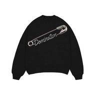 HITAM Dominate Labs Oversized Crewneck Boxy Pin Black