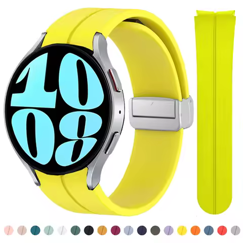 Original Silicone Strap for Samsung Watch 6 40MM 44MM Sport Rubber Band Magnetic Buckle for Galaxy W