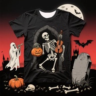 3D Print Skeleton Ghost T-Shirt For Men Halloween Pumpkin Graphic Tees Summer Casual O-Neck Short Sl