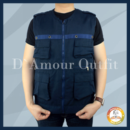 Rompi Kerah Outdoor Casual Pria Polos Kanvas Body Vest Gunung Tactical Lapangan Cowo Jaket Cargo Mot