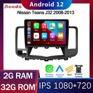 Acodo รถวิทยุ 2din สเตอริโอ Android สำหรับ Nissan Teana J32 2008-2013 Android 12 นิ้ว 2G RAM 16G 32G ROM Quad Core Touch แยกหน้าจอทีวีนำทาง GPS สนับสนุนวิดีโอพร้อมกรอบ