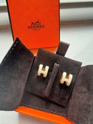 Hermes Pop H Earrings 愛馬仕耳環  Blanc X Gold with box
