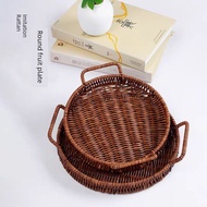 plate container Rattan Snack Storage Plate Storage Plate Refreshment Fruit Plate Tray KTV Snack Bask