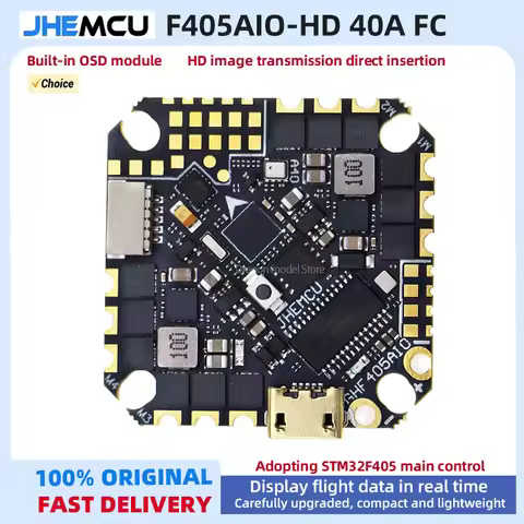JHEMCU GHF405AIO-HD 40A F405 Baro OSD Dual BEC Flight Controller BLHELIS 40A 4in1 ESC 2-6S for FPV F