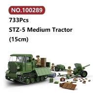 ✨STZ-5 Medium Tractor WW2 Building Blocks 733 Pcs QUANGUAN Tank Bricks Toy Set Assembly Model