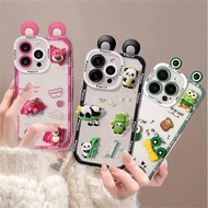 DIY Cartoon 3D Doll Ear Casing For IPhone 16 15 14 11 Pro Max Plus Cute Pandas Ugly Frog Lotso Bear 