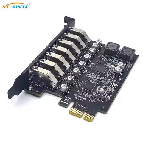 USB3.2 GEN1 19PIN PCI-E 1X Adapter PCI Express to 7 ports USB 3.2 Expansion Adapter Card for WINXP/W