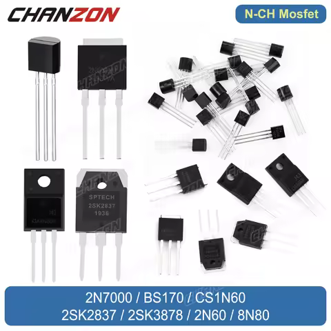 Original 2N7000 BS170 CS1N60 2SK2837 2SK3878 2N60 8N80 N-Channel Mosfet Transistor TO-92 TO-3P TO-25