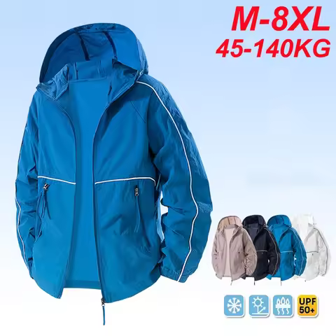 UPF 50+ Summer Hiking Jacket Men Plus Size 8XL 7XL Waterproof Quick Dry Camping Windbreaker Fishing 