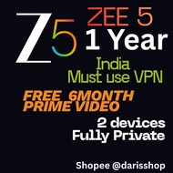 ZEE5 PRIVATE 1YEAR 2 DEVICES (INDIA) MUST USE VPN