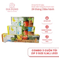 Combo of 3 rolls of Zip bags in 3 sizes S, M, L L023 is a convenient product to help preserve food a
