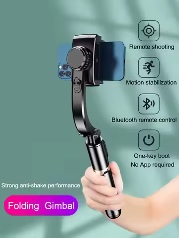 Handheld Gimbal Smartphone Bluetooth Handheld Stabilizer with Tripod Selfie Stick Folding Gimbal for