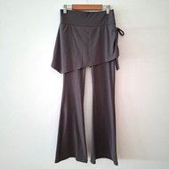 灰色側綁帶運動褲/瑜伽褲/喇叭褲/長褲/Legging