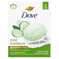 Dove Beauty Bar Soap Cool Moisture Cucumber & Green Tea Scent, 8 Bars for Refreshed Skin, Leaves Ski