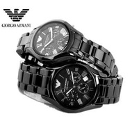 全新真品 EMPORIO ARMANI 男女對錶 42mm/陶瓷錶旗艦系列 AR1400