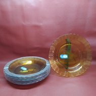 Duralex LYS Plate - Brown Glass Dinner Plate - Glass Dinner Dessert Plate/ Paris Vermeil 23cm/9inch 