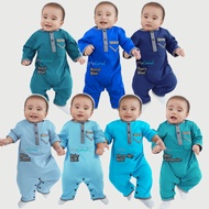 QALISH Baju Melayu Rompers (Blue Colour), Baju Aqiqah, Baju Melayu Baby, Baju Baby, MyComel
