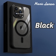 Manis Lemon Alloy เกราะ Magnetic Case for iPhone 15 14 13 12 11 Pro Max Plus กันกระแทก แม่เหล็ก เคส สำหรับ ไอโฟน