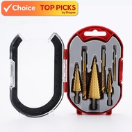 Pagoda High-Speed Steel Drill Set 6-Piece - Slotted Sawtooth & Step Drill in Plastic Box for Versati