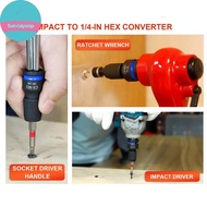 sund Impact Hex Converter For Screwdriver Bit 1/2 3/8 1/4-Inch Square Drive To 1/4-Inch Qui Release 